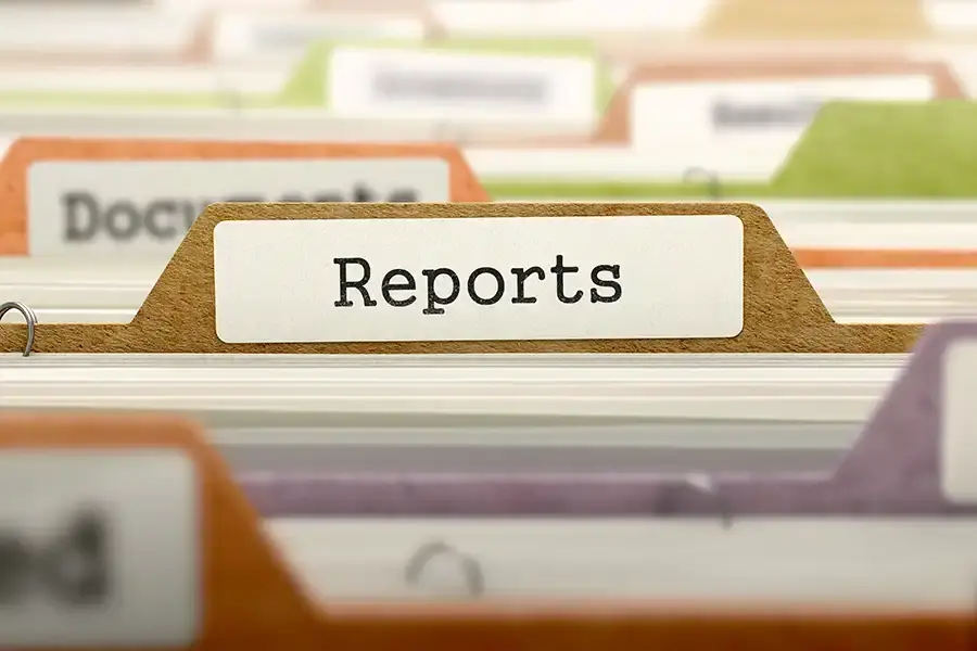 Illustration of marketing reports and analytics charts representing data-driven strategy